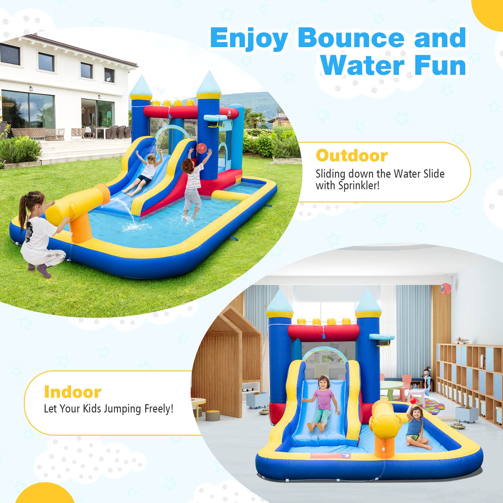 HOGEBABY Inflatable Water Slide, Water Bounce House with Ball Pit & Waterslide for Kids - Image 7