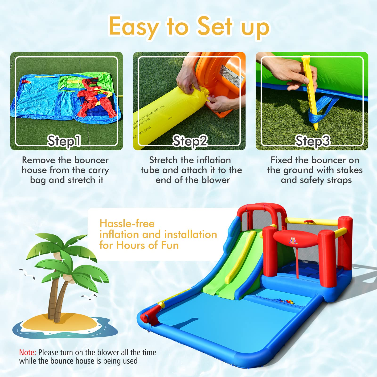 HOGEBABY Inflatable Water Slide Park, Kids Giant Water Park Jumping Castle - Image 8