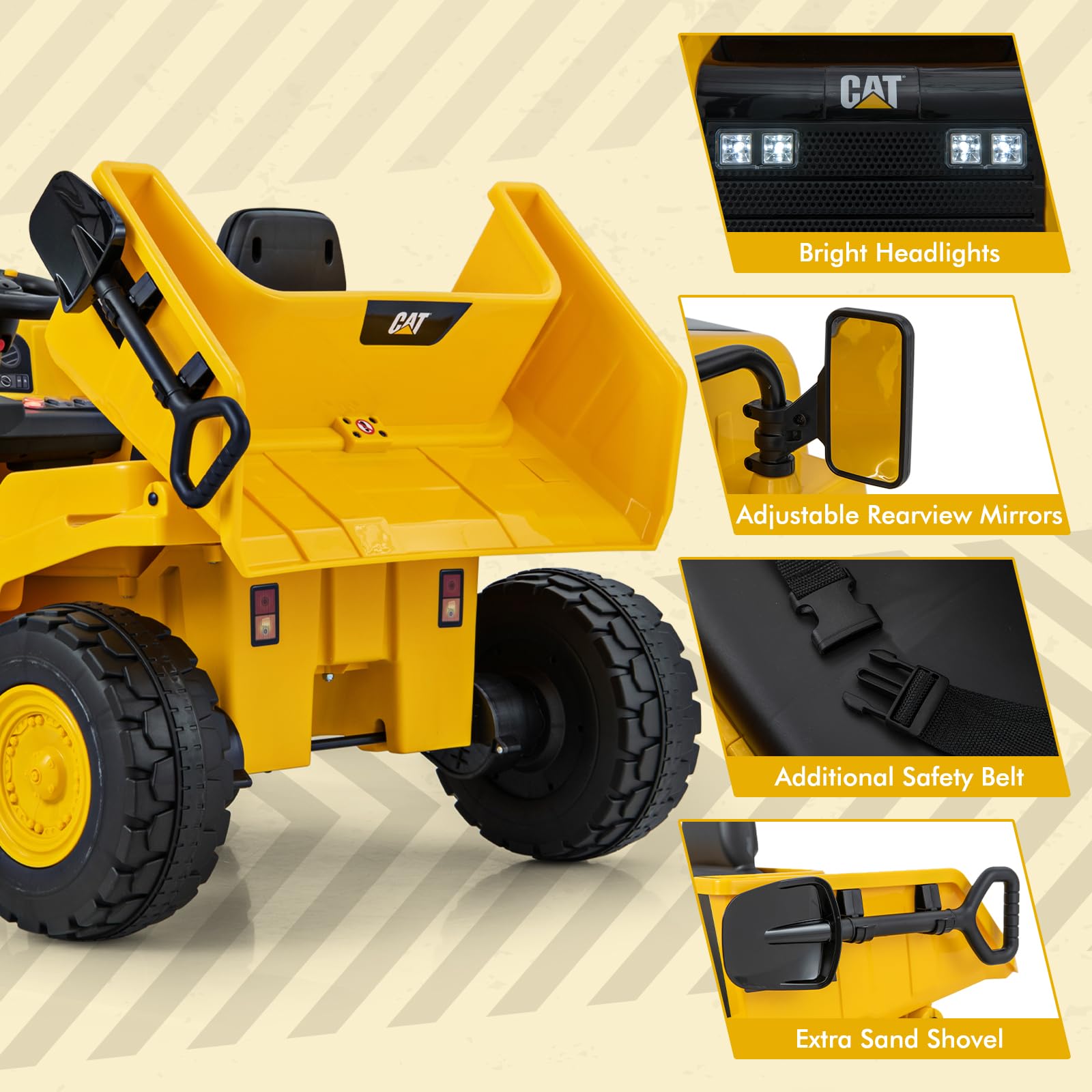 HOGEBABY Kids Ride on Dump Truck, 12V Electric Vehicle W/2.4G Remote Control, Working Megaphone - Image 8
