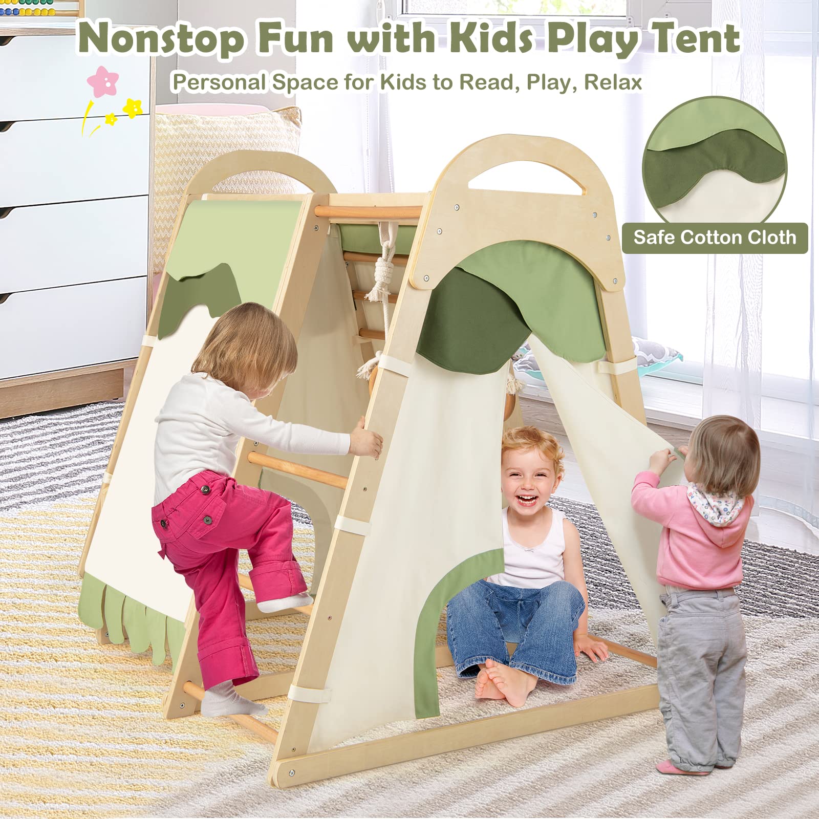 HOGEBABY 7-in-1 Climbing Toys for Toddlers, Kids Indoor Playground Jungle Gym Play Tent - Image 10