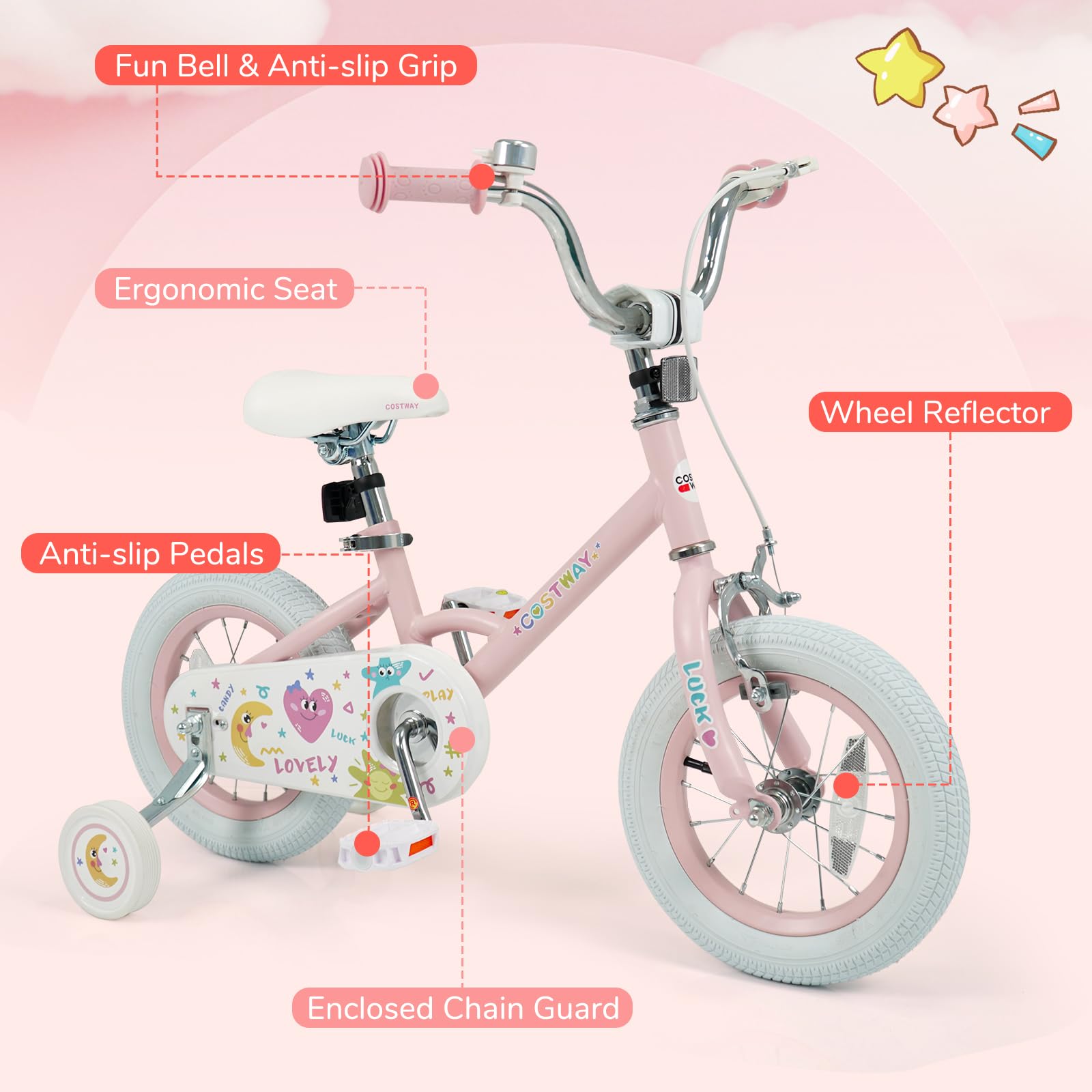 HOGEBABY Lucky Dream Kids Bike Adjustable Handlebar & Saddle Handbrake and Coaster Brake - Image 12