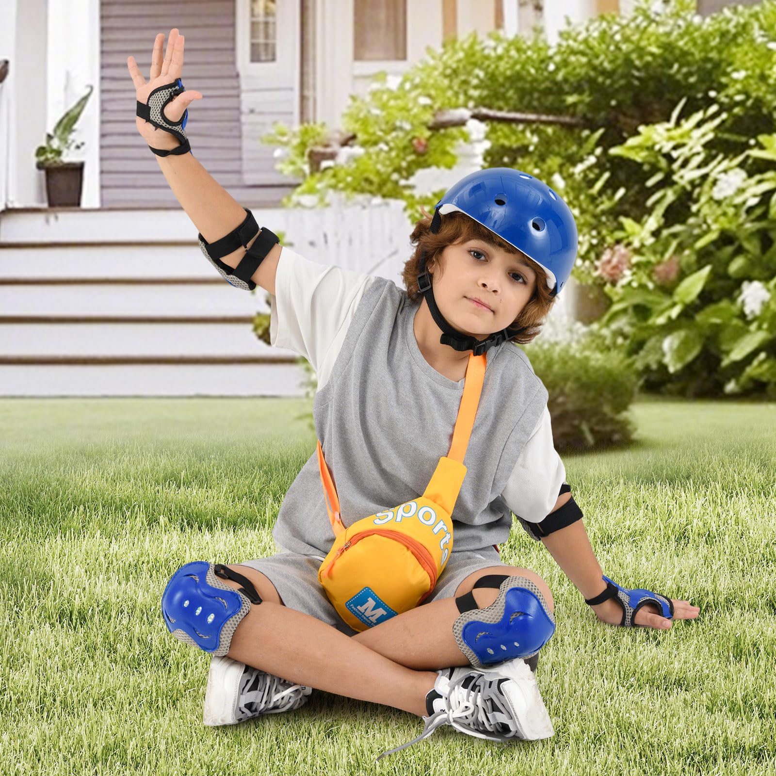 HOGEBABY Kids Helmet Set, 6 in 1 Toddler Riding Equipment with Bike Helmet, Knee Elbow Wrist Pads, Spoke Beads, Shoulder Bag - Image 8