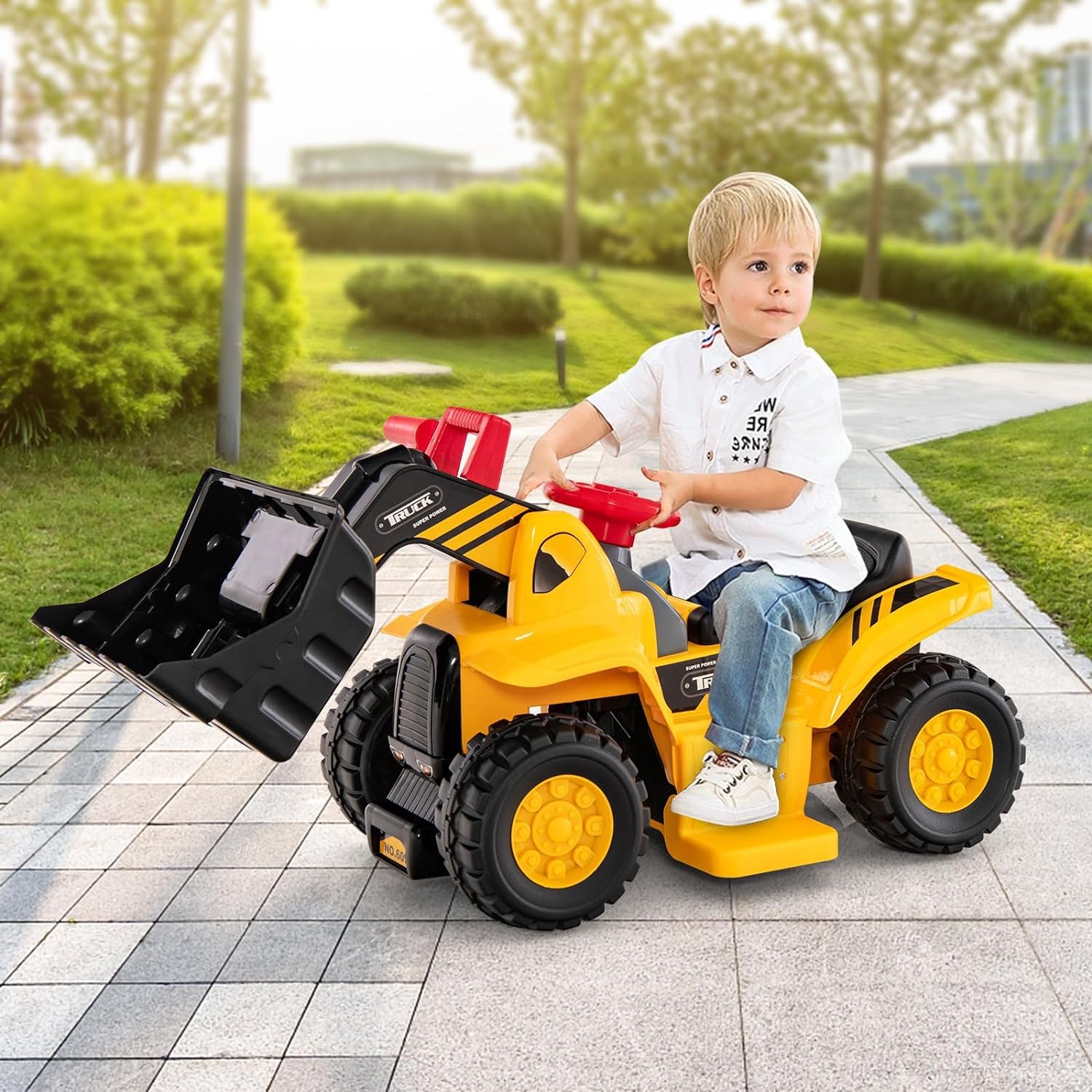 HOGEBABY 2-in-1 Ride on Excavator Bulldozer & Ride on Push Car (6V) - Image 8