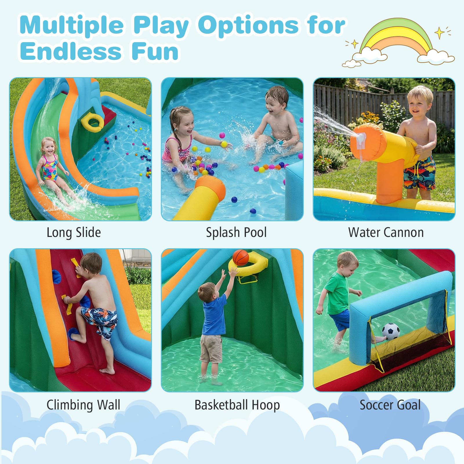 HOGEBABY Inflatable Water Slide 6 in 1 Kids Waterslide Park for Outdoor - Image 8