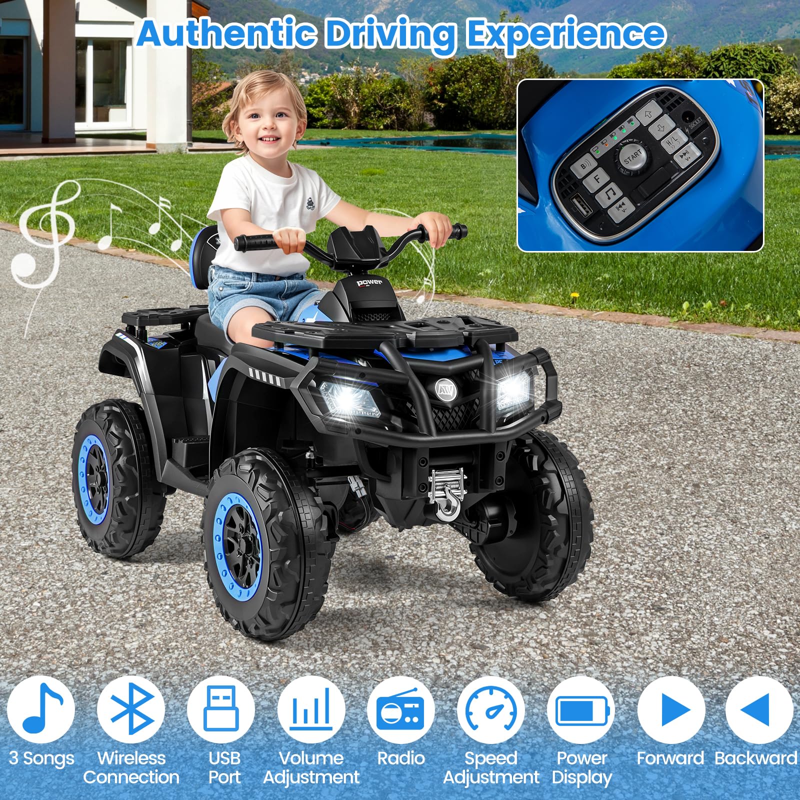 HOGEBABY 2-Seater Kids ATV 24V Four Wheeler Quad Electric Vehicle w/ 4 Motors - Image 9