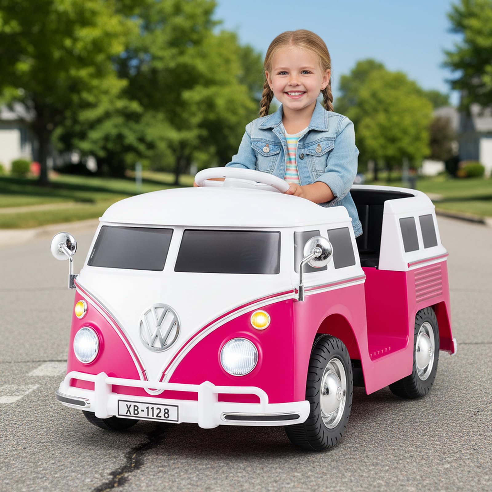 HOGEBABY 12V Licensed Volkswagen Kids Car Bus with Cup Holder - Image 8