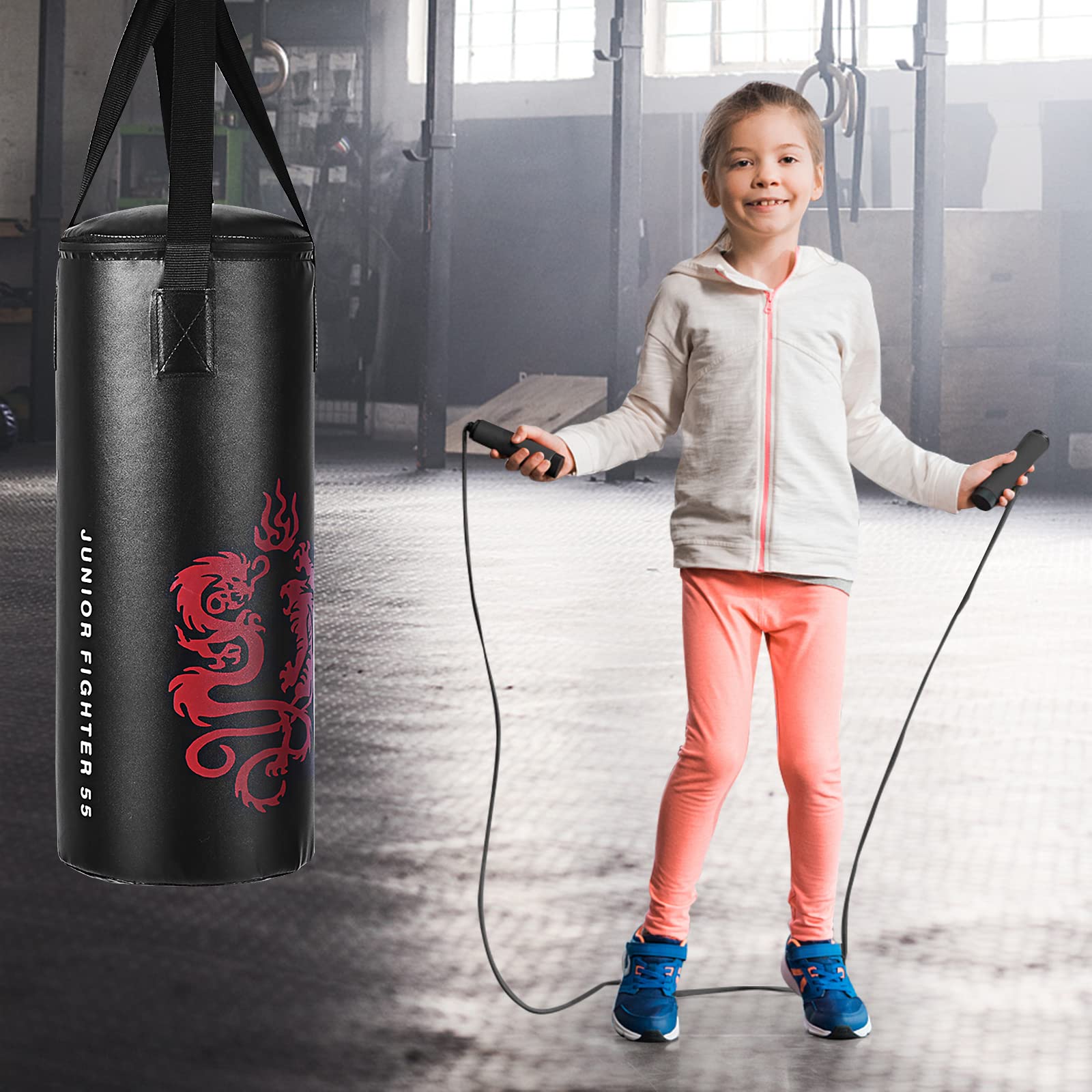 HOGEBABY 2 FT Kids Punch Bag Boxing Set Kick Ball Gloves Skipping Rope Hook Children - Image 8