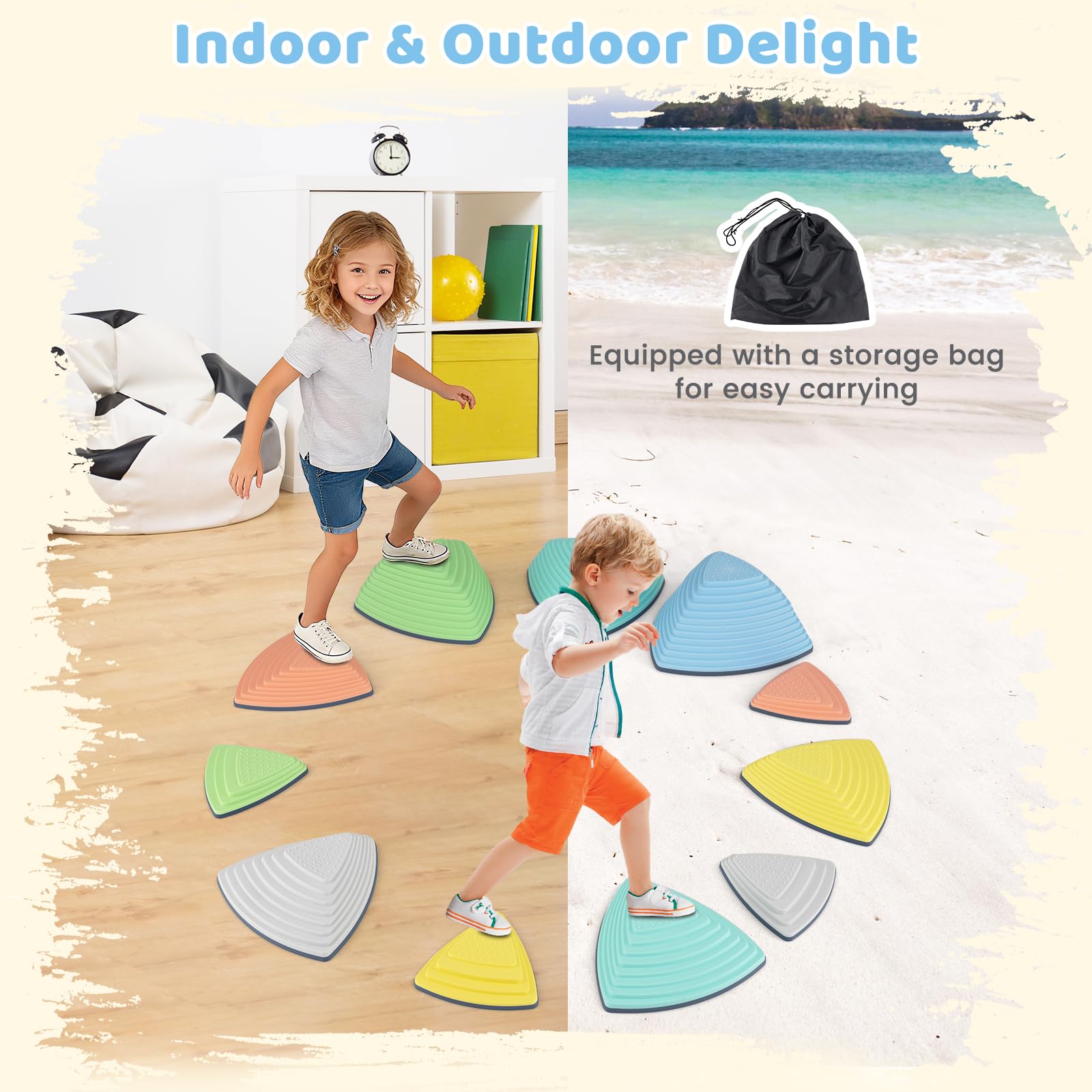 HOGEBABY Stepping Stones for Kids Set of 11 Non-Slip Toddler Balance Stones - Image 8