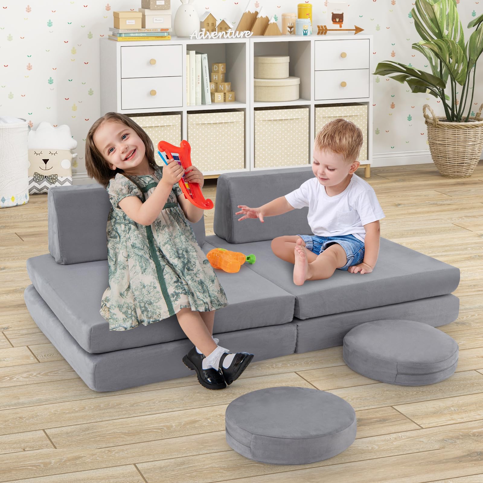 HOGEBABY Modular Kids Play Couch, 6 PCS Toddler Creative Imaginative Furniture Play Set - Image 8