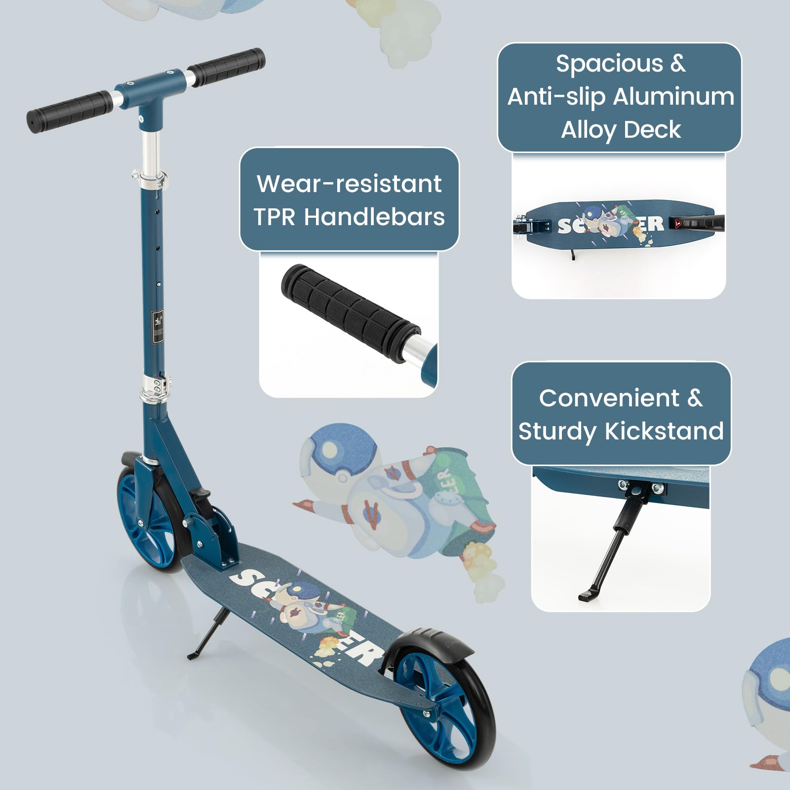 HOGEBABY Kick Scooter for Kids Ages 8+, Foldable Kids & Adults Scooter with 8-inch Big Wheels - Image 8