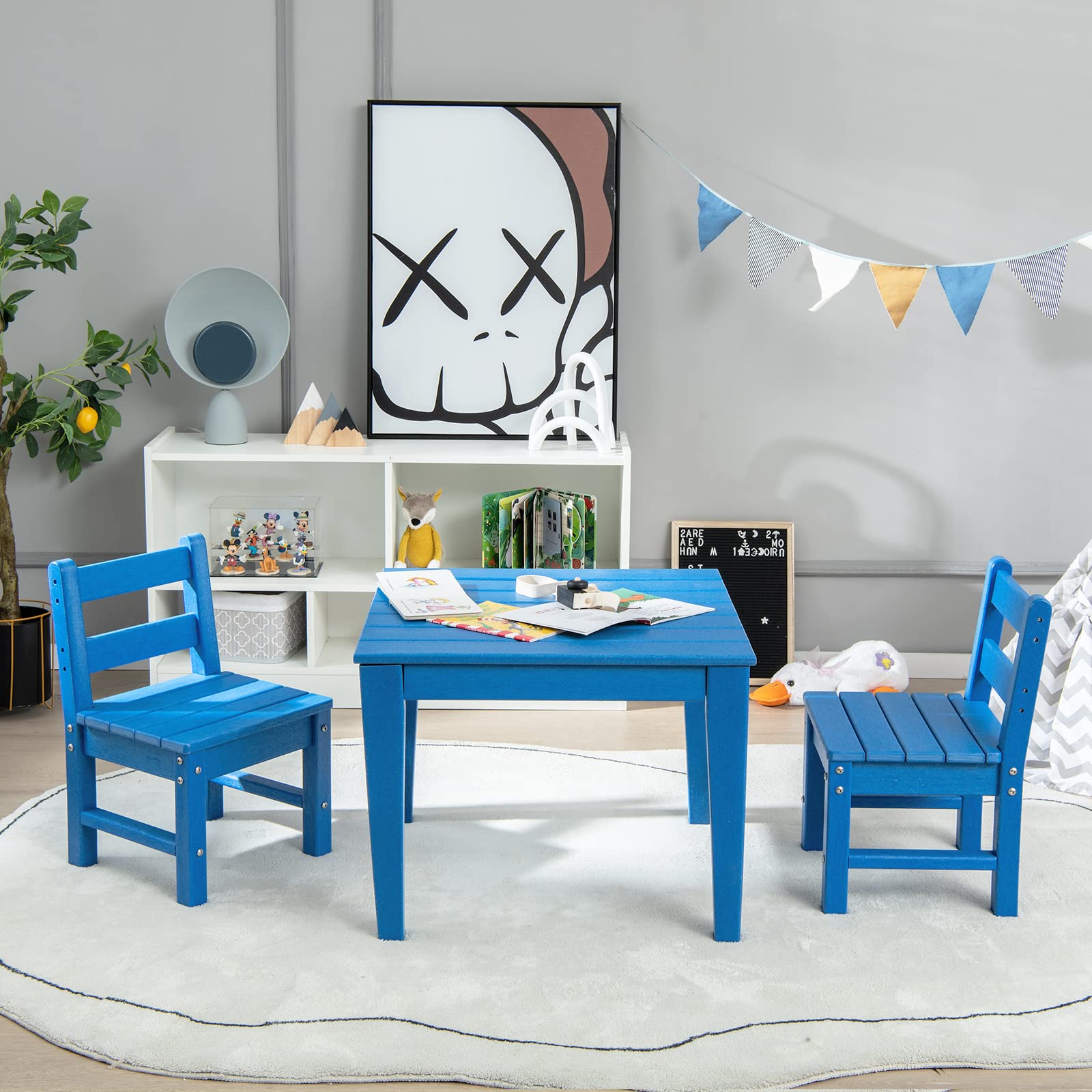 HOGEBABY Kids Table, 25.5" x 25.5" Square Activity Play Table, Indoor & Outdoor, Toddler Table - Image 9