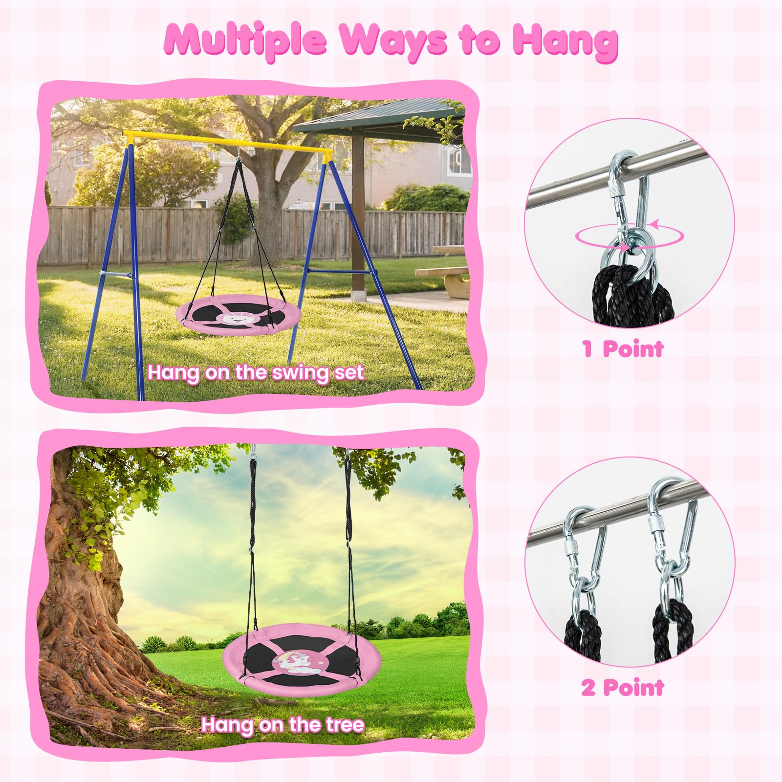 HOGEBABY 40" Saucer Tree Swing for Kids, Flying Saucer Swing with 2 Carabiners, Adjustable Ropes, Waterproof 900D Oxford Cloth, Round Swing - Image 19