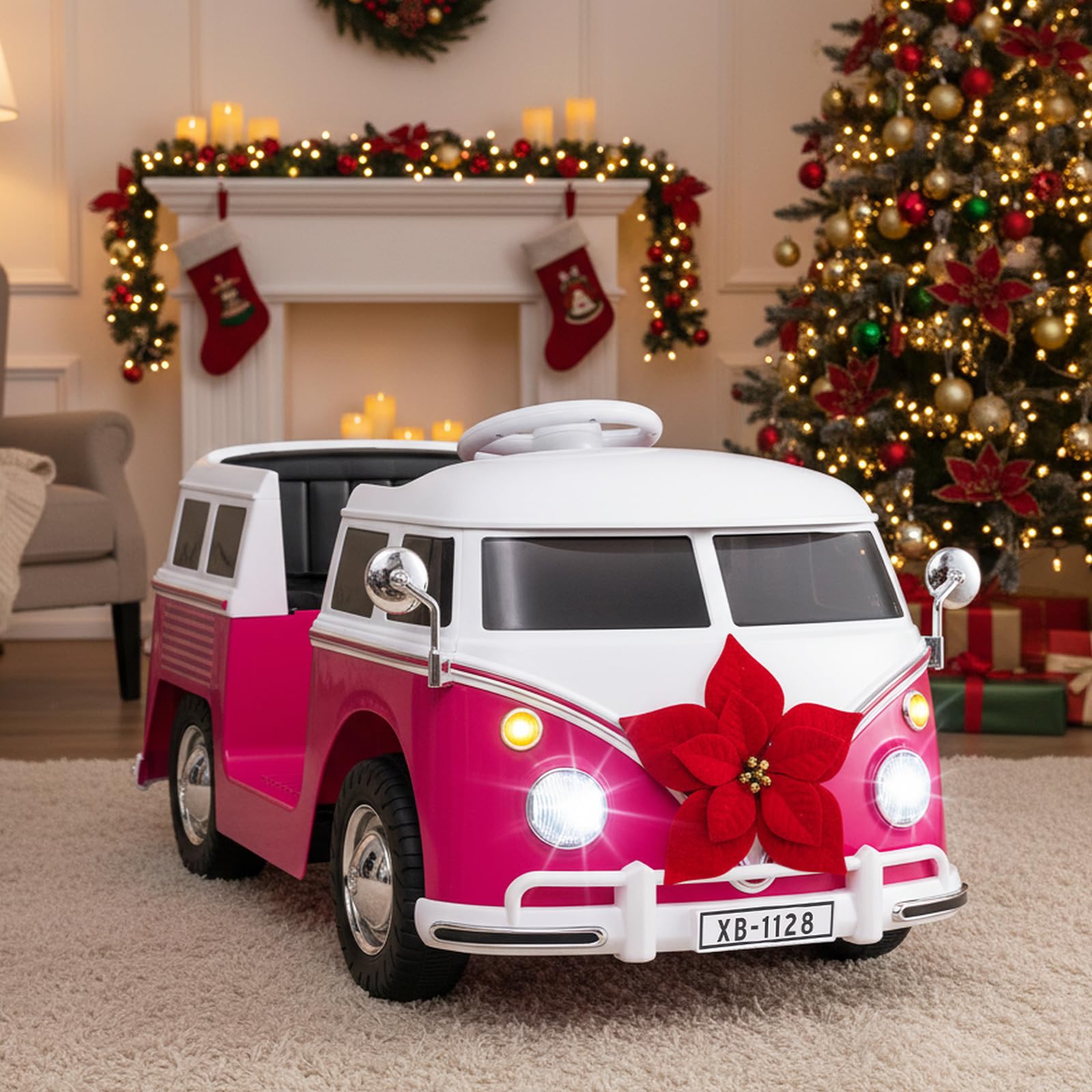 HOGEBABY 12V Licensed Volkswagen Kids Car Bus with Cup Holder - Image 9