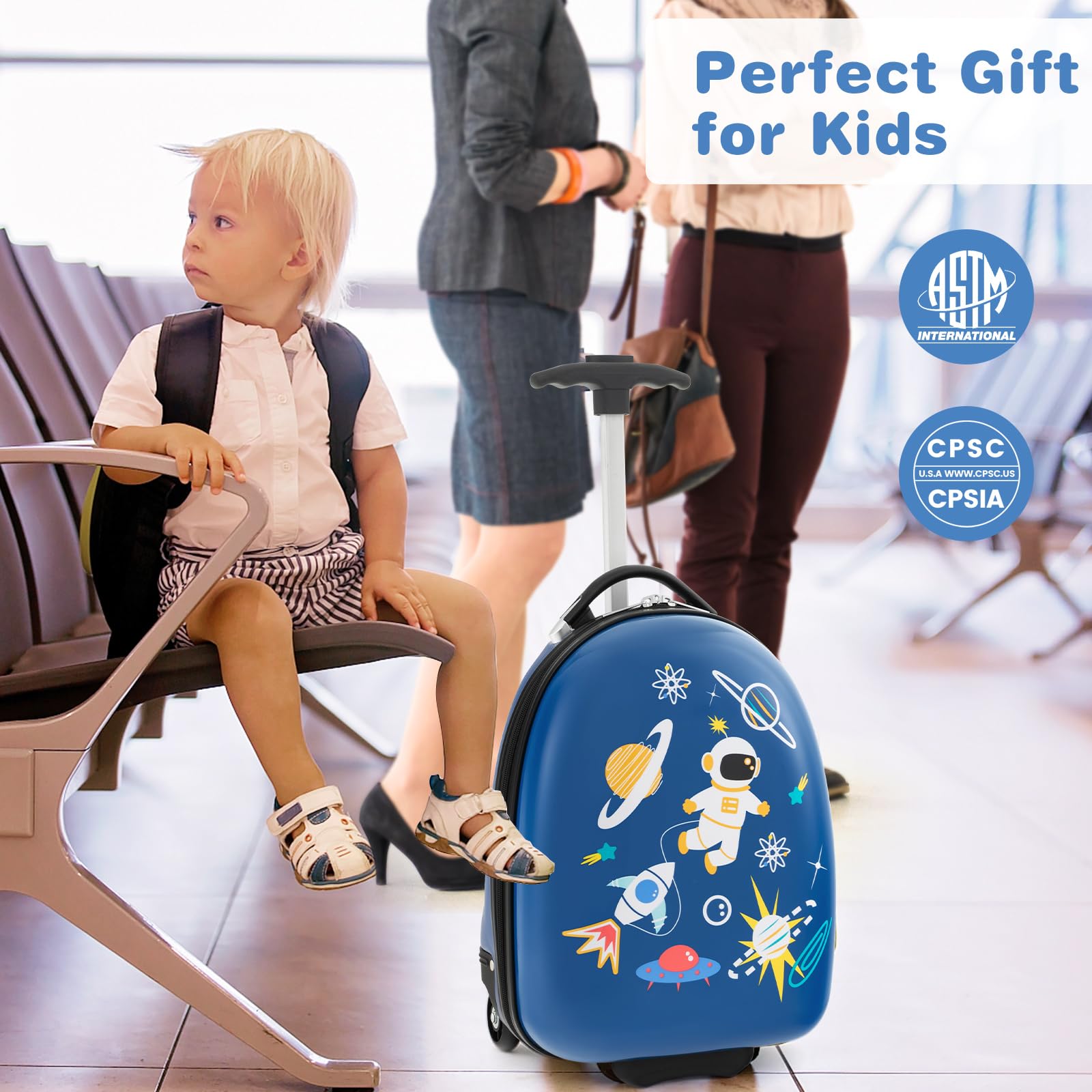 HOGEBABY Kids Luggage, 16 Hard Shell Kids Carry On Luggage, Kids Suitcase for Girls Boys Toddlers - Image 2