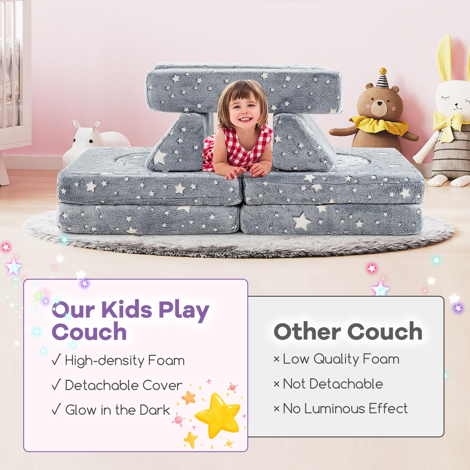 HOGEBABY 10 Pcs Modular Kids Play Couch - Image 9