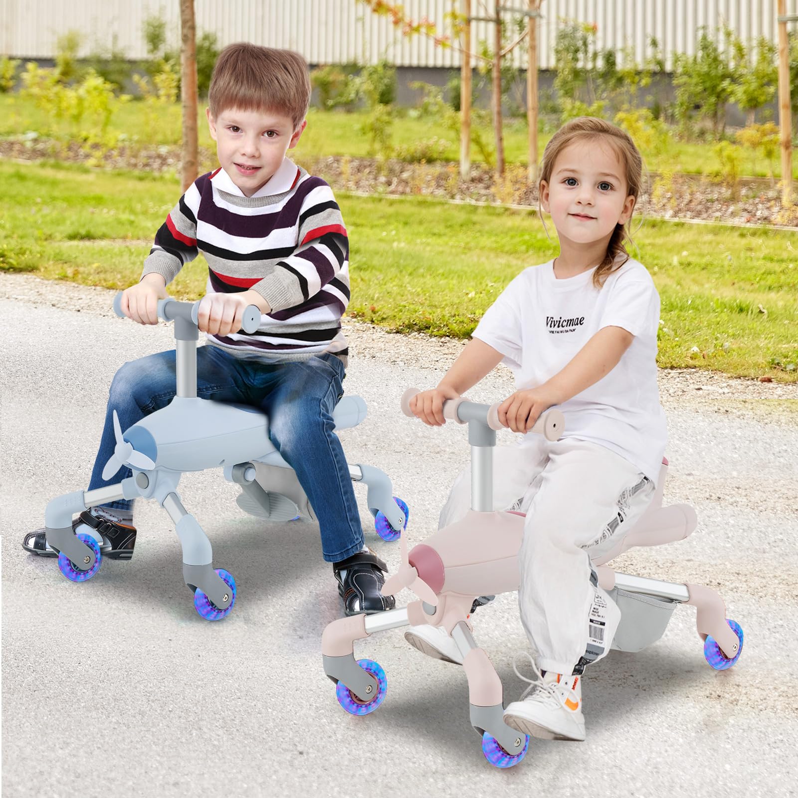 HOGEBABY Push Car for Toddlers, 2 in 1 Stroller Sliding Walking Car with LED Flashing Wheels, Removable & Adjustable Push Handle - Image 9