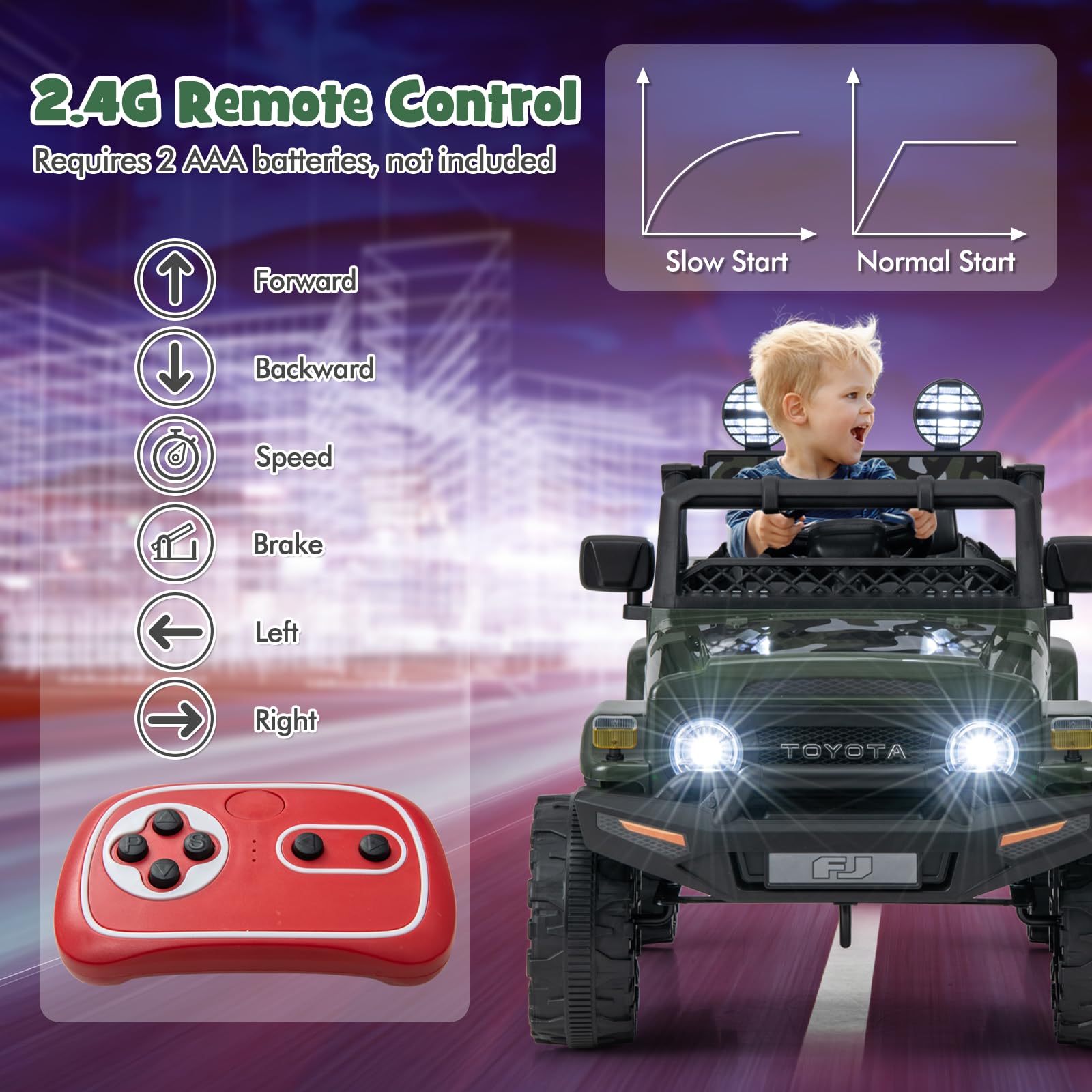 HOGEBABY Ride on Car, 12V 7Ah Licensed Toyota FJ Cruiser Electric Car - Image 10