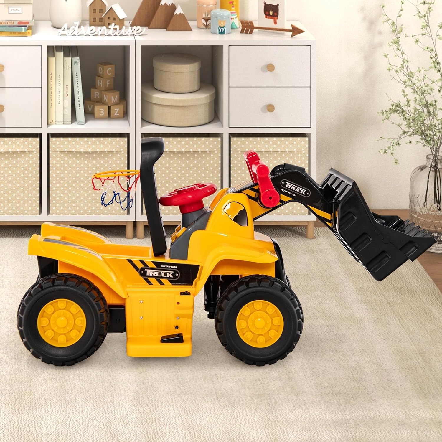 HOGEBABY 2-in-1 Ride on Excavator Bulldozer & Ride on Push Car (6V) - Image 9