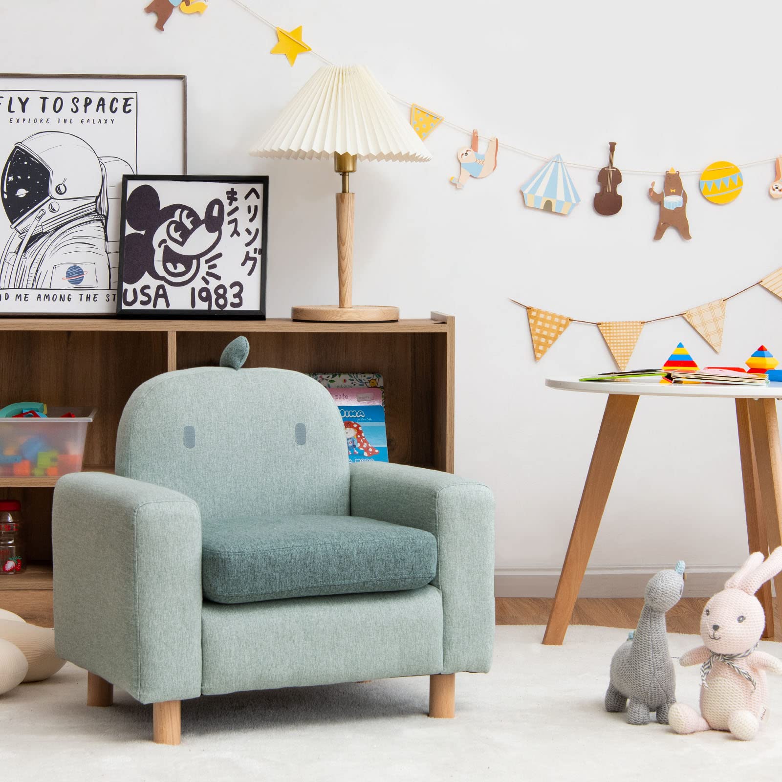 HOGEBABY Kids Couch, Children's Cartoon Sofa Chair w/Solid Wood Frame, Child Armchair for Play Room, Kindergarten, Kids Room - Image 9