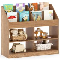 HOGEBABY Kids Cube Bookshelf 3-Tier Toy Storage Organizer w/ 4 Storage Compartments