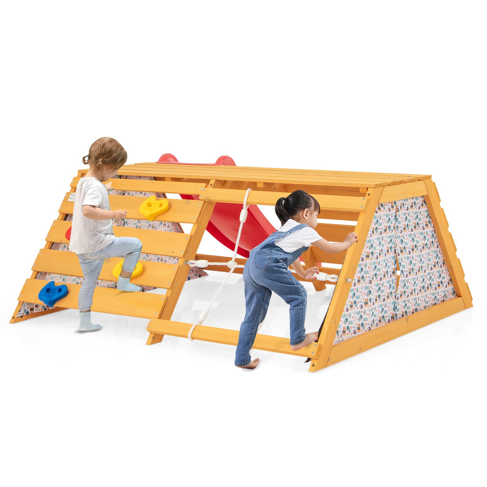 HOGEBABY Climbing Toys for Toddlers, 5-in-1 Wooden Indoor Playground, Climbing Ladder with Slide for Kids - Image 9