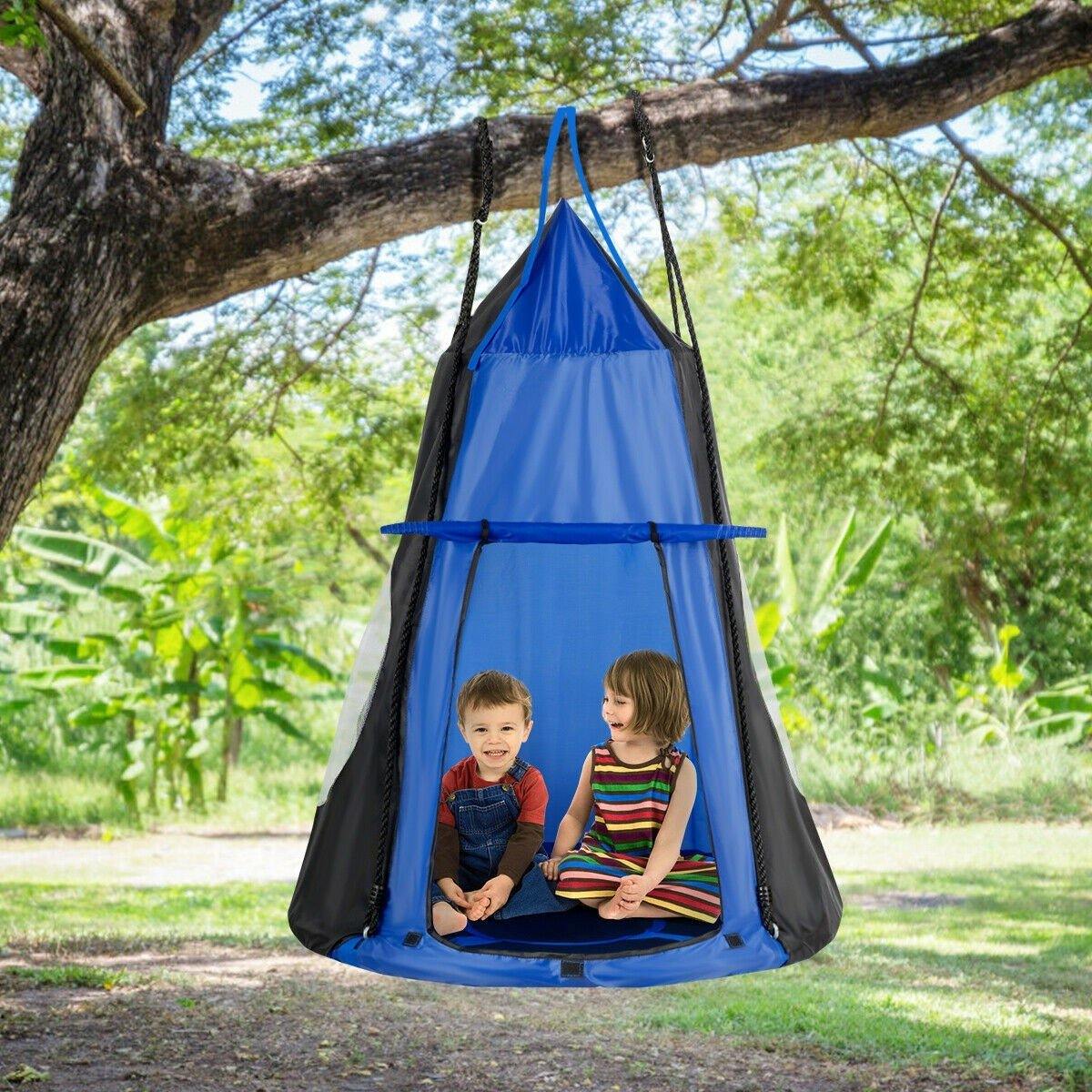 HOGEBABY 2 in 1 Kids Detachable Hanging Chair Swing Tent Set, Hammock Nest Pod Hanging Swing Seat for Boys/Girls - Image 2