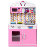 HOGEBABY Kids Kitchen Playset, Wooden Cookware Pretend Cooking Food Set with Removable Sink