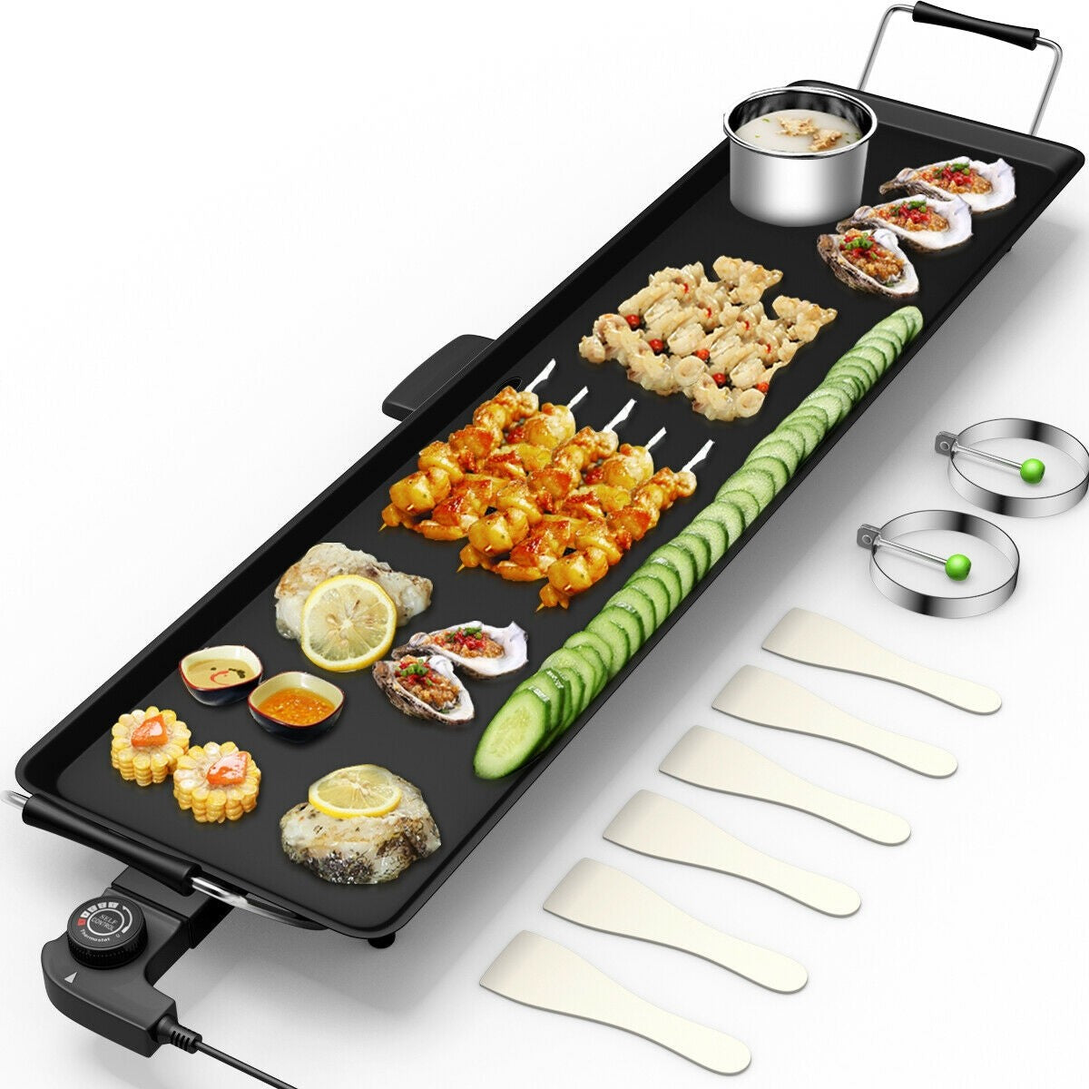 HOGEBABY 35" Electric Griddle Teppanyaki Grill, Nonstick Extra Large Cooking Plate for Pancake Barbecue