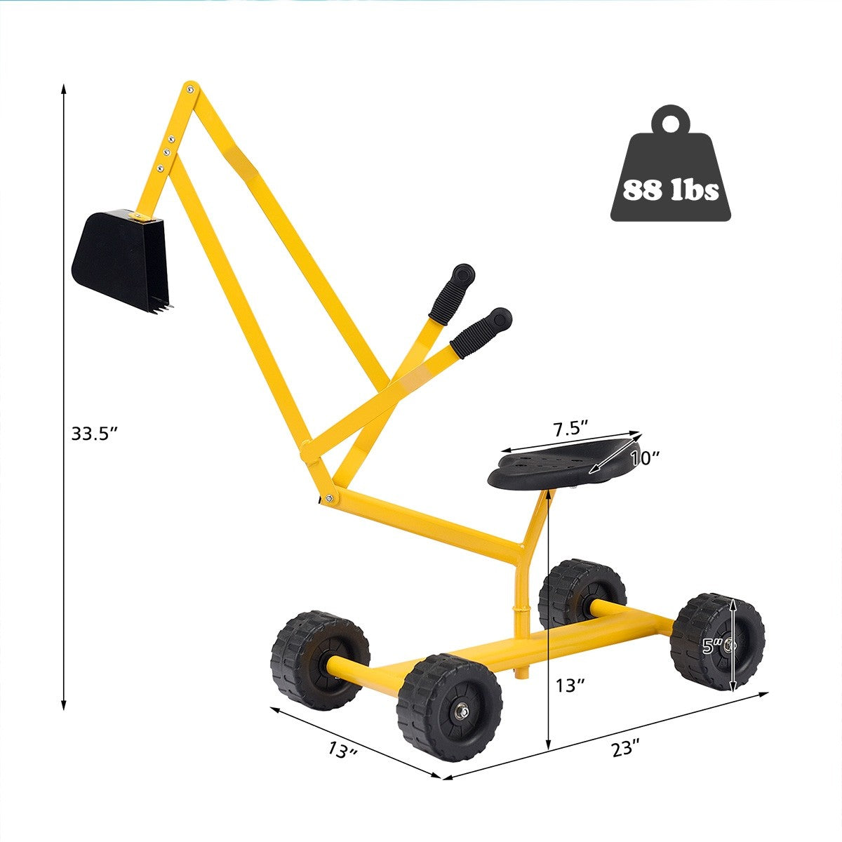 HOGEBABY Kids Ride on Sand Digger with Wheels, Heavy Duty Steel Digging Scooper Excavator Crane - Image 5