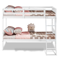 HOGEBABY Wooden Twin Over Twin Bunk Beds Convertible 2 Individual Twin Beds for Kids Children